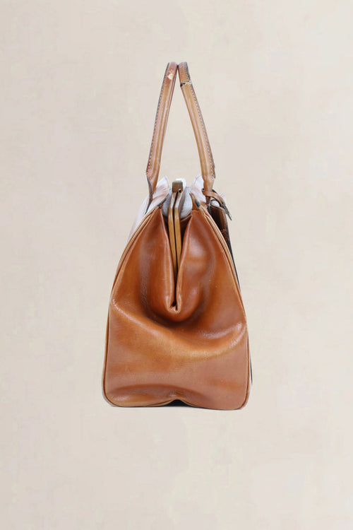 Delvaux Vintage Cognac Top Handle Bag