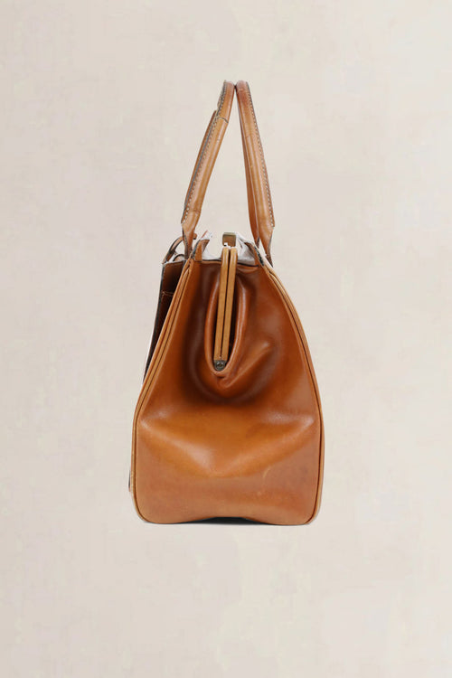 Delvaux Vintage Cognac Top Handle Bag