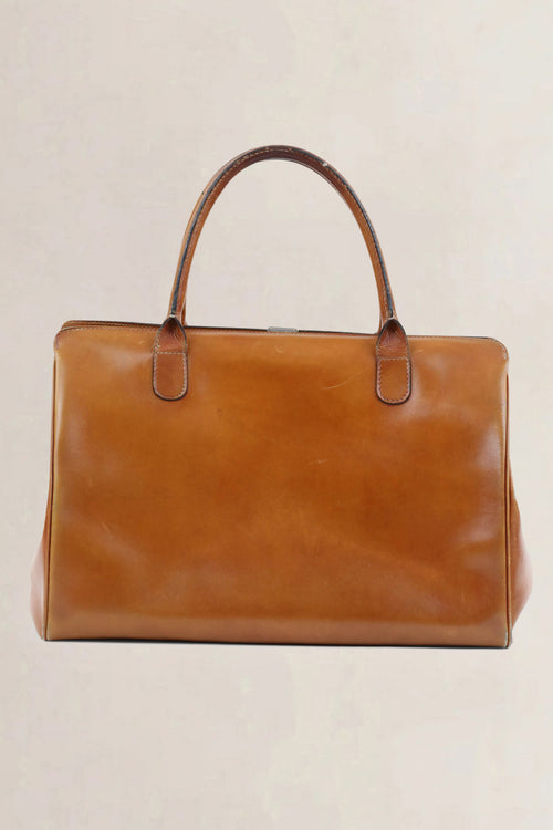 Delvaux Vintage Cognac Top Handle Bag