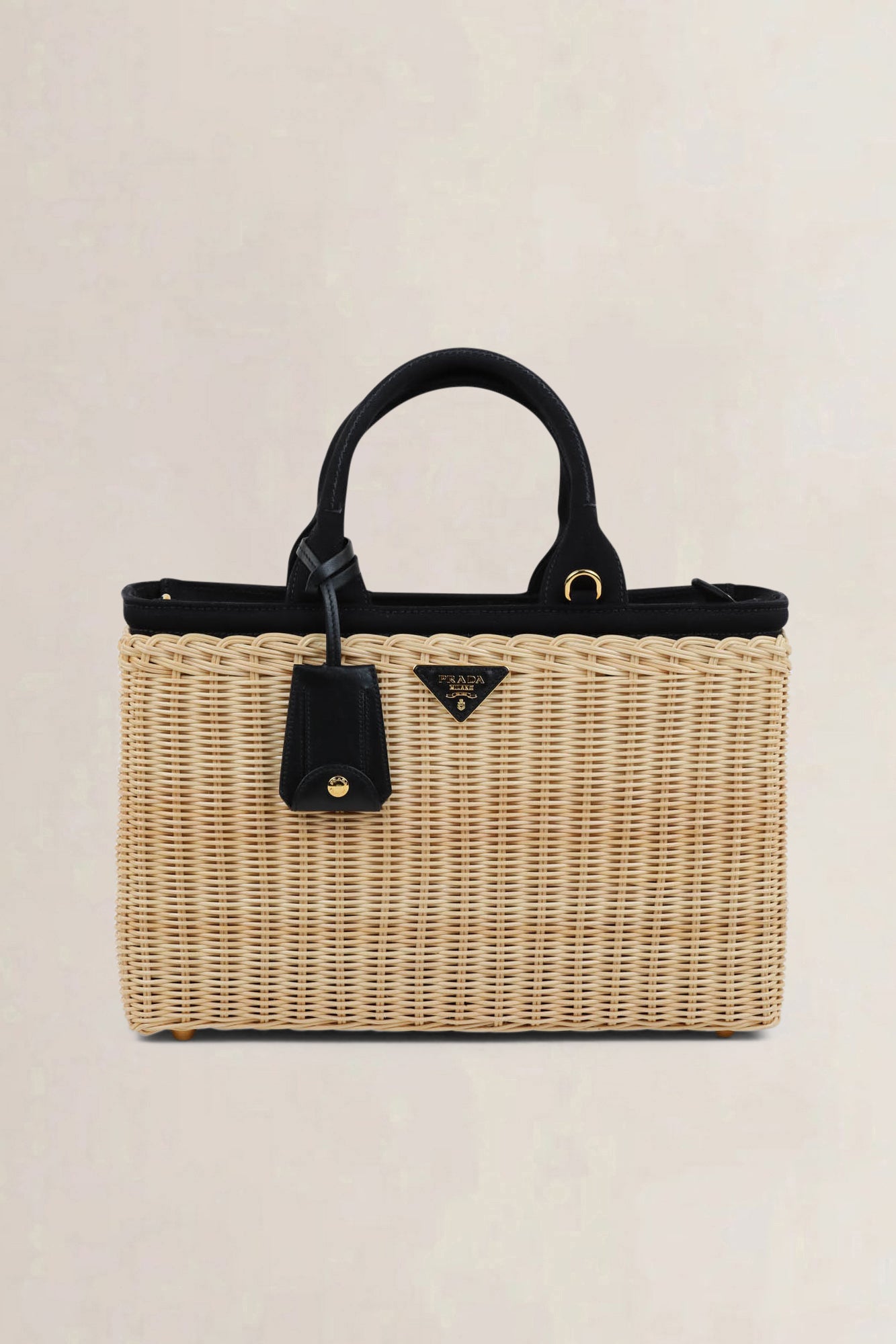 Black Wicker/Linen Crossbody Bag