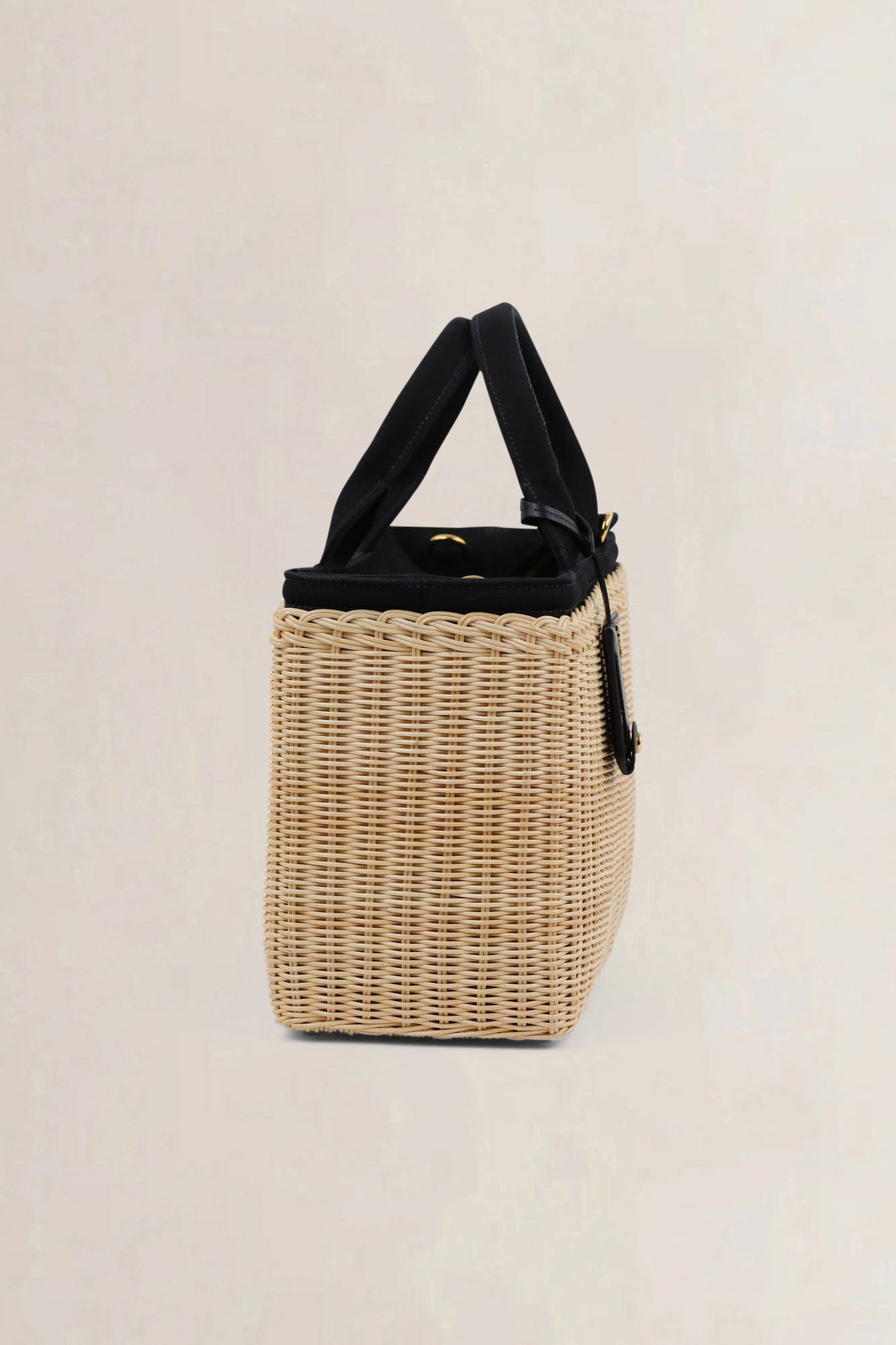 Black Wicker/Linen Crossbody Bag