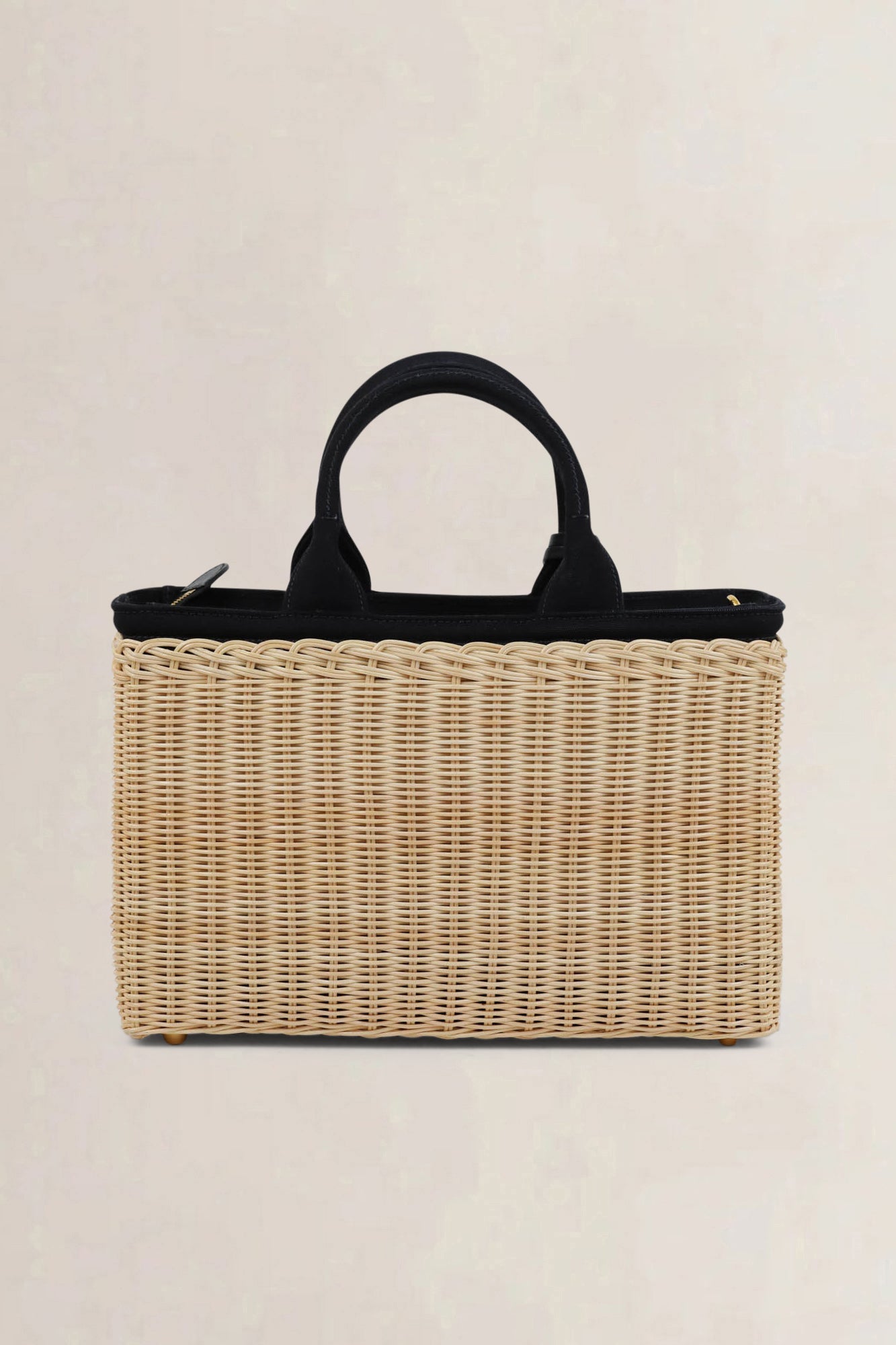 Black Wicker/Linen Crossbody Bag