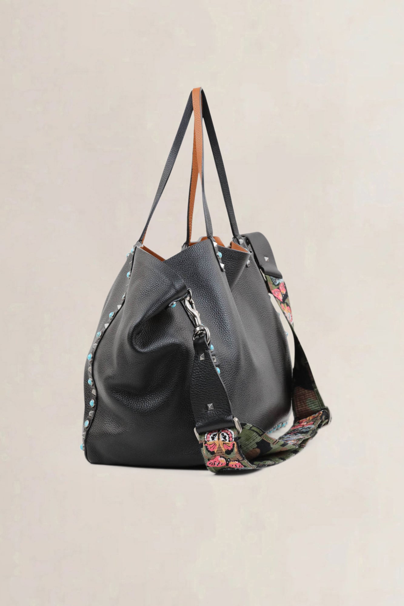 Black/Orange Reversible Rockstud Shopping Tote