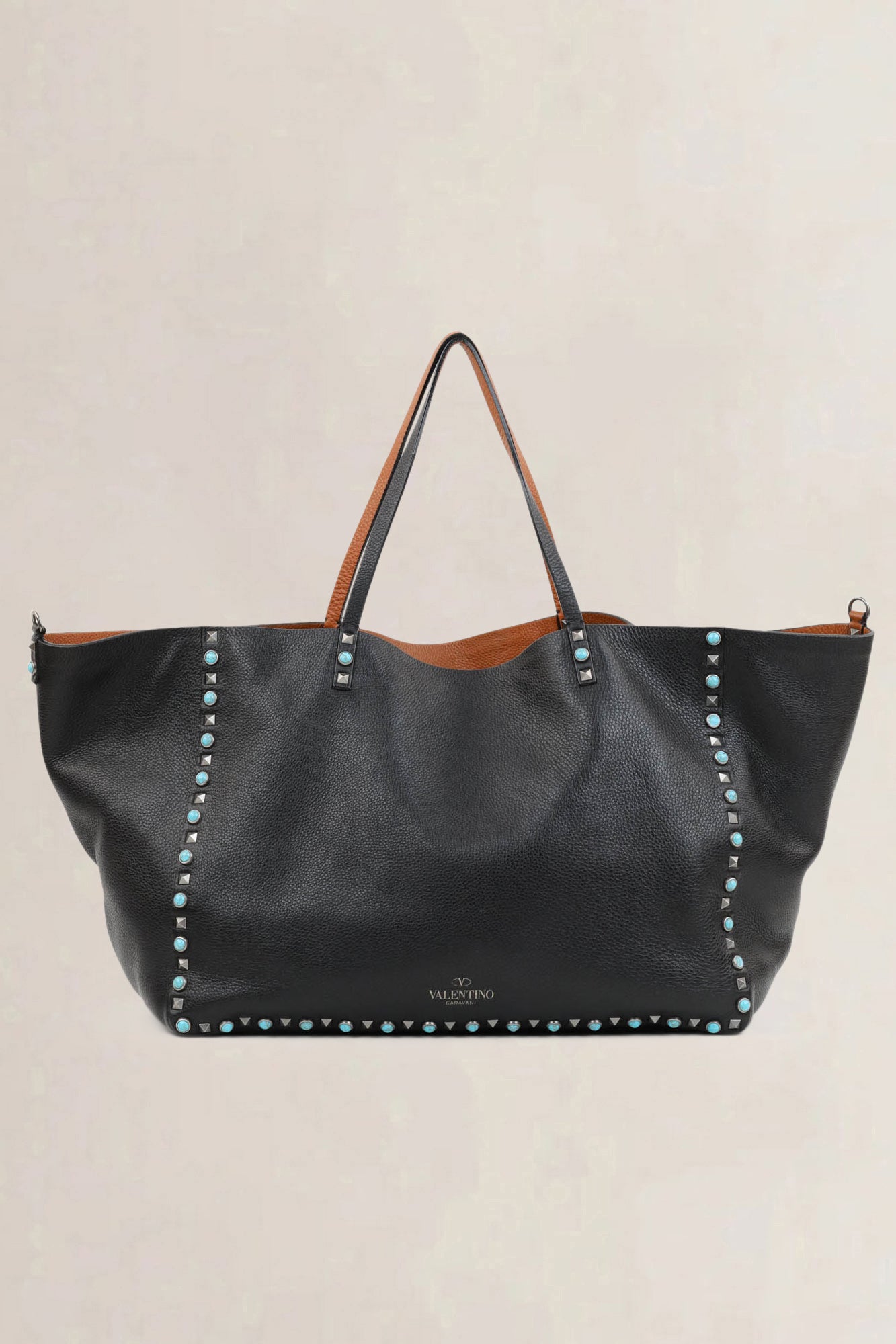 Black/Orange Reversible Rockstud Shopping Tote