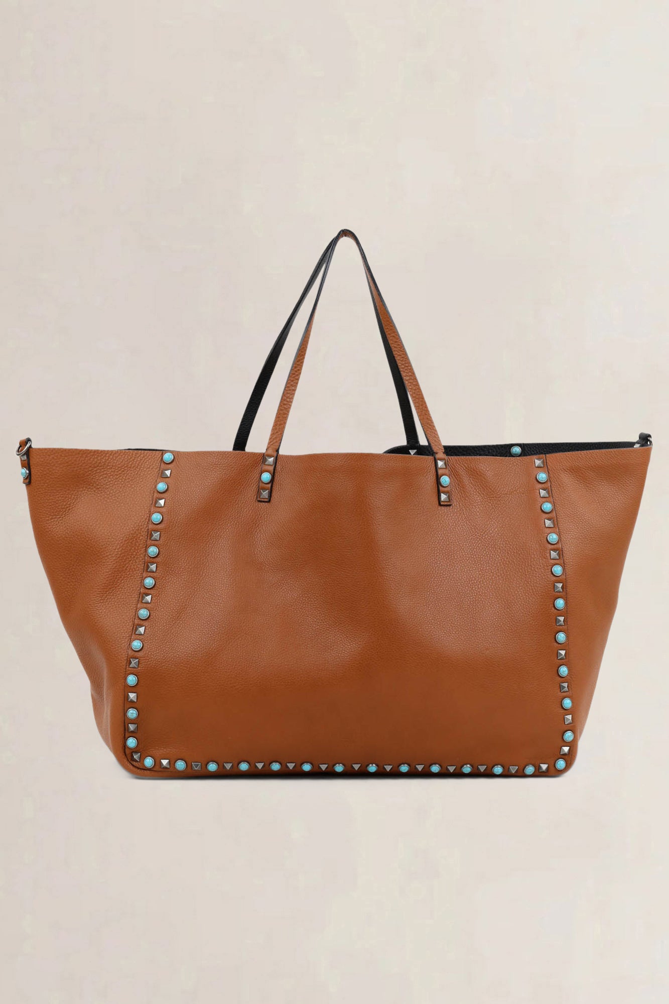 Black/Orange Reversible Rockstud Shopping Tote