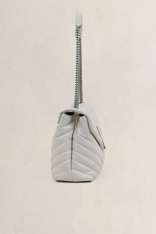 YSL White Loulou Medium Crossbody Bag