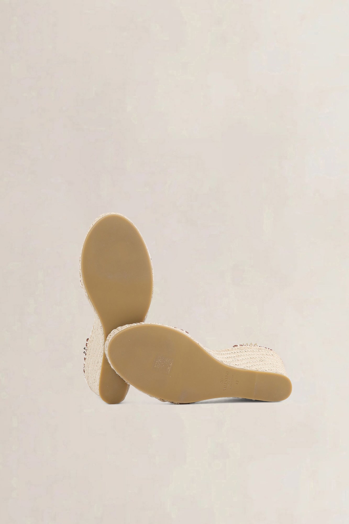 Valentino Garavani Brown Rockstud Wedge Sandals