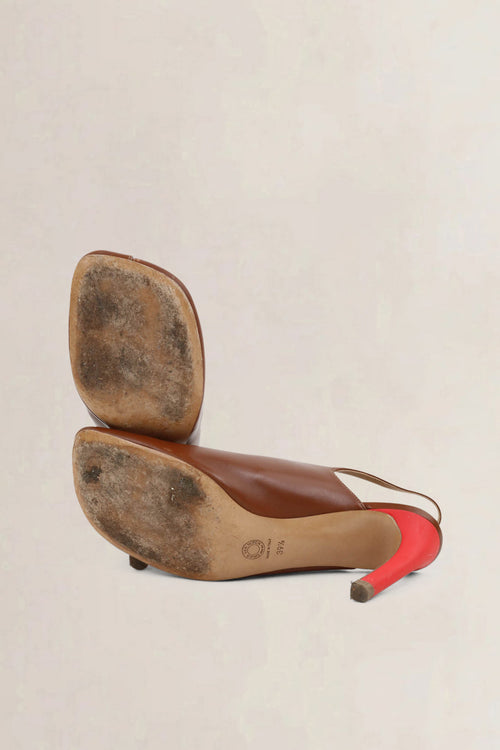 Dries Van Noten Brown Slingback Heels