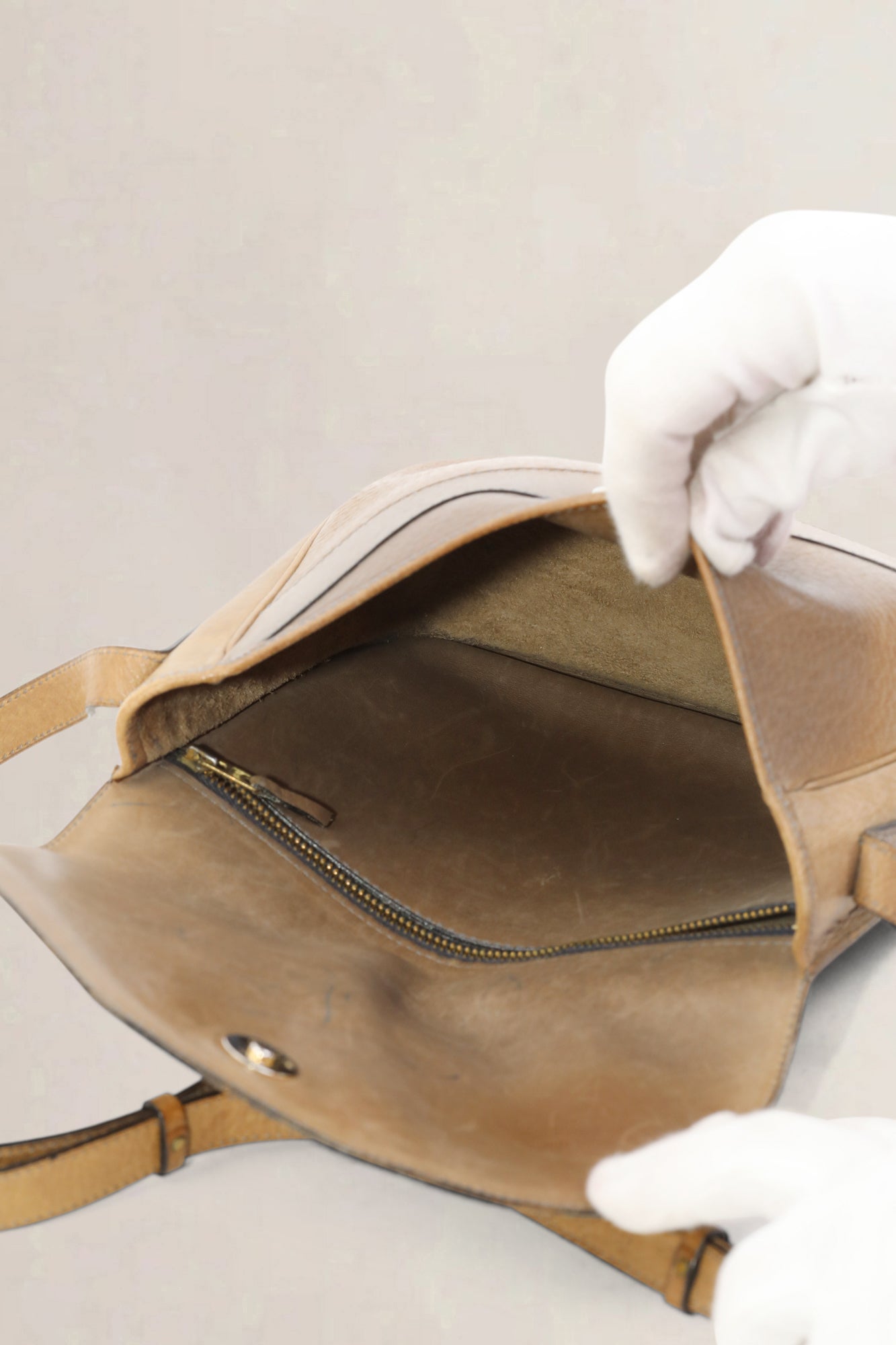 Taupe Leather Crossbody Bag