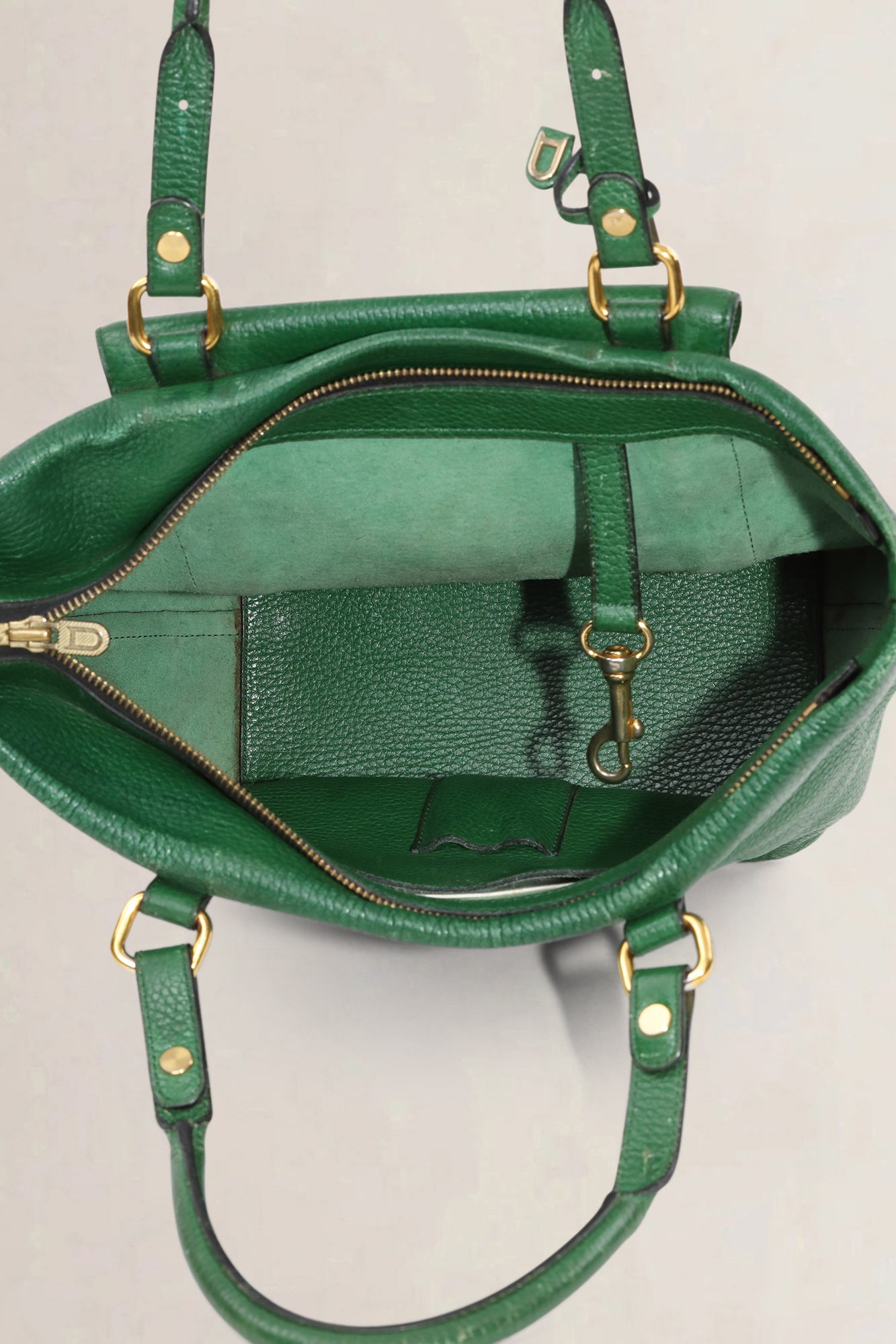 Delvaux Green Leather Méli-Mélo Shoulder Bag