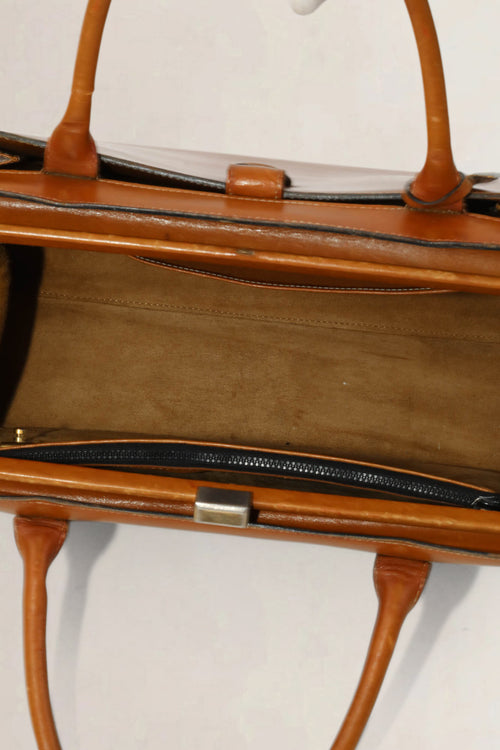 Delvaux Vintage Cognac Top Handle Bag