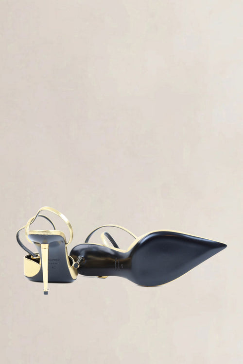 Tom Ford Gold Padlock Slingback Heels