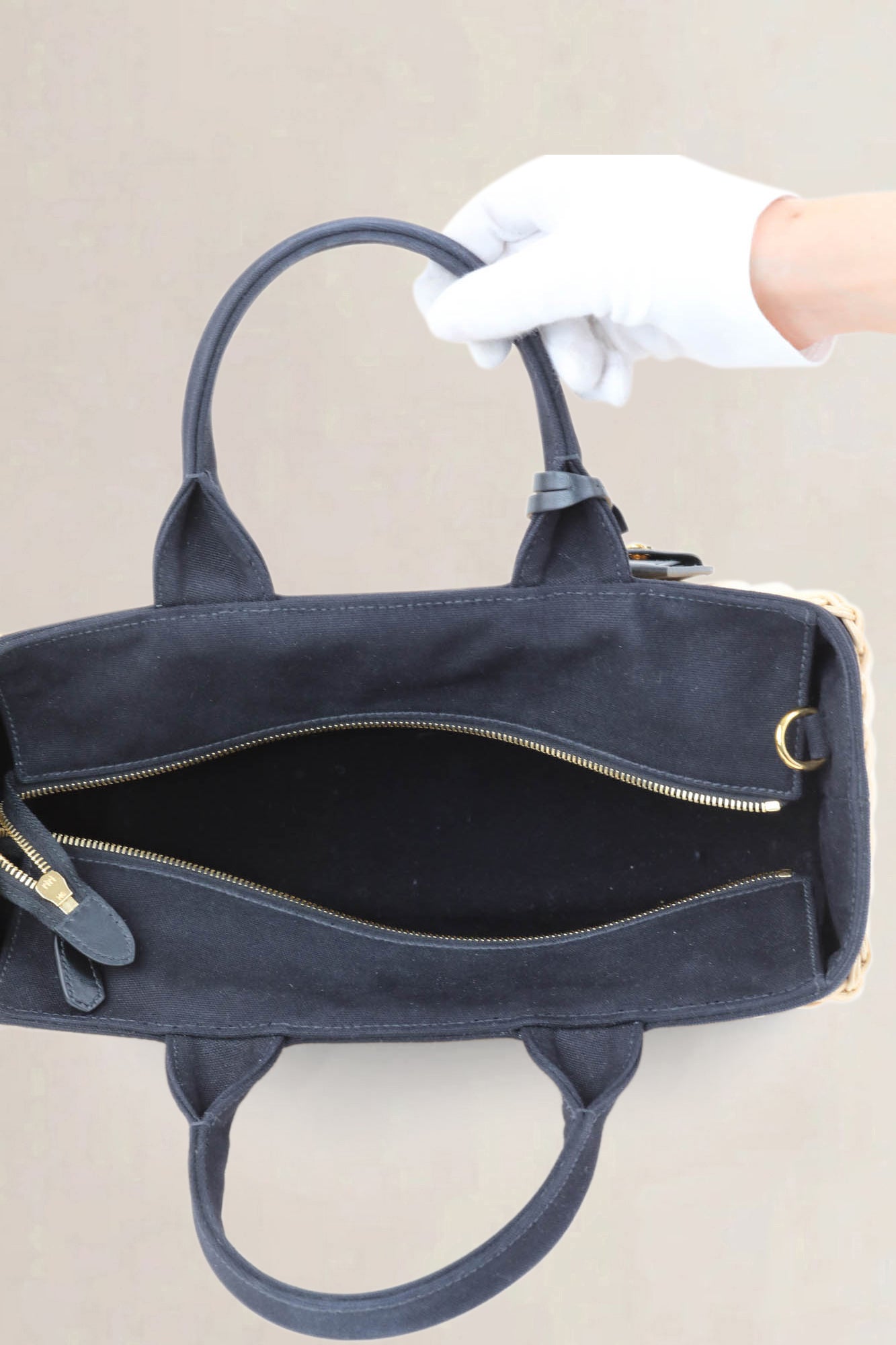Black Wicker/Linen Crossbody Bag