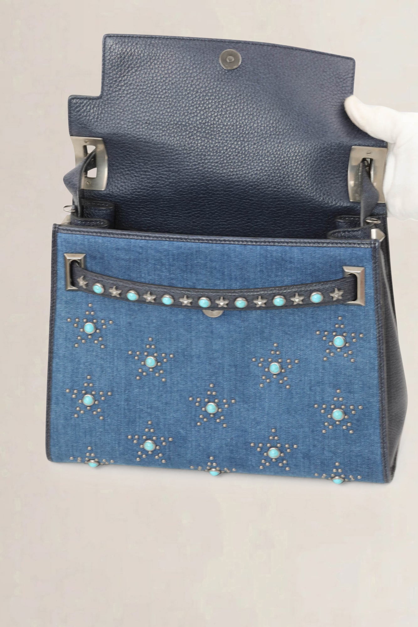 Garavani Denim My Rockstud Top Handle Bag