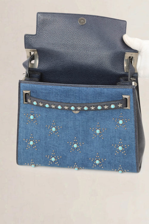 Valentino Garavani Denim My Rockstud Top Handle Bag