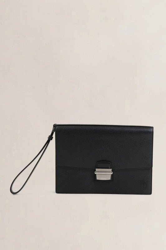 Black Leather Pasha Clutch