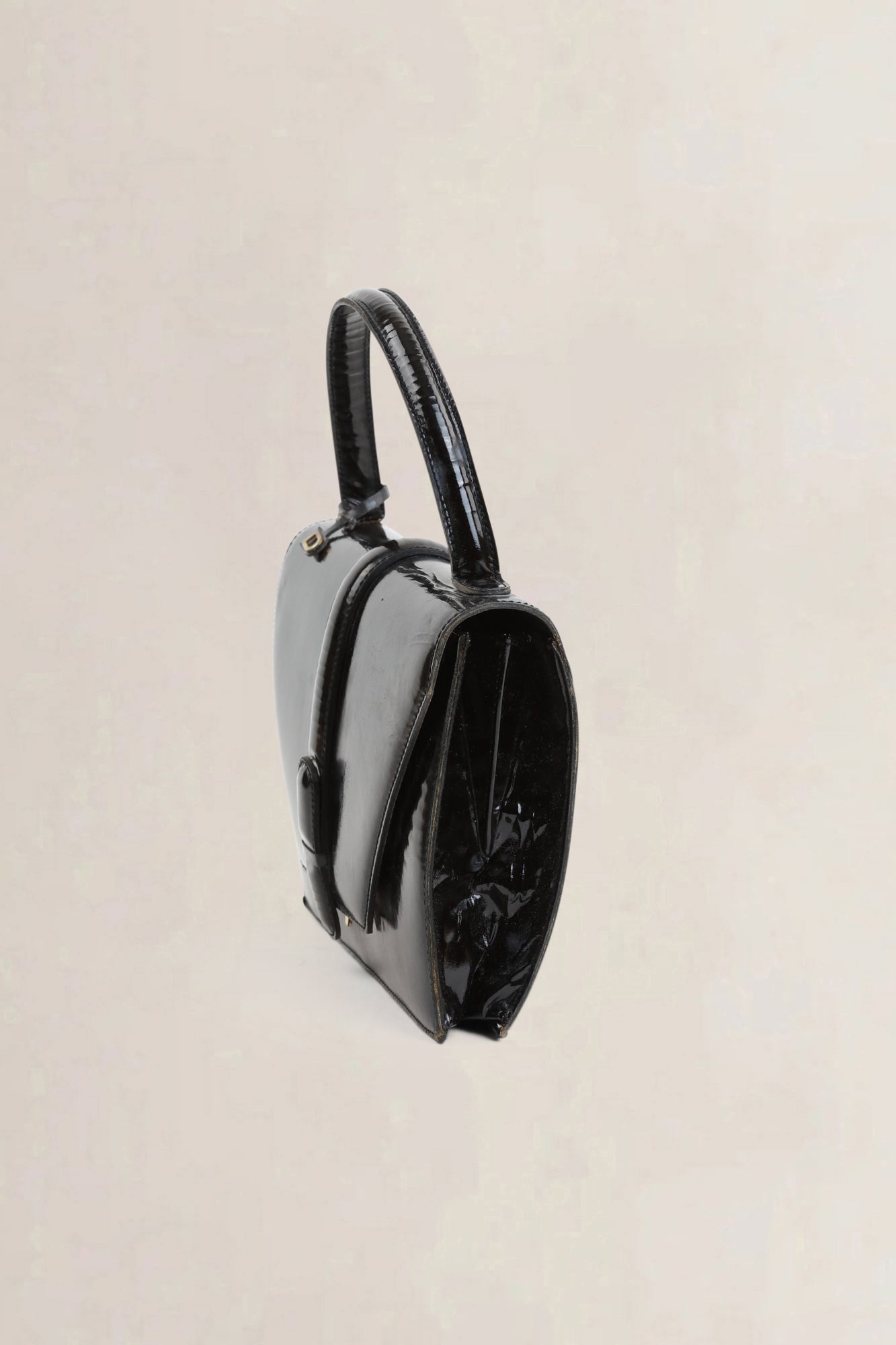 Black Equipage Patent Top Handle Bag