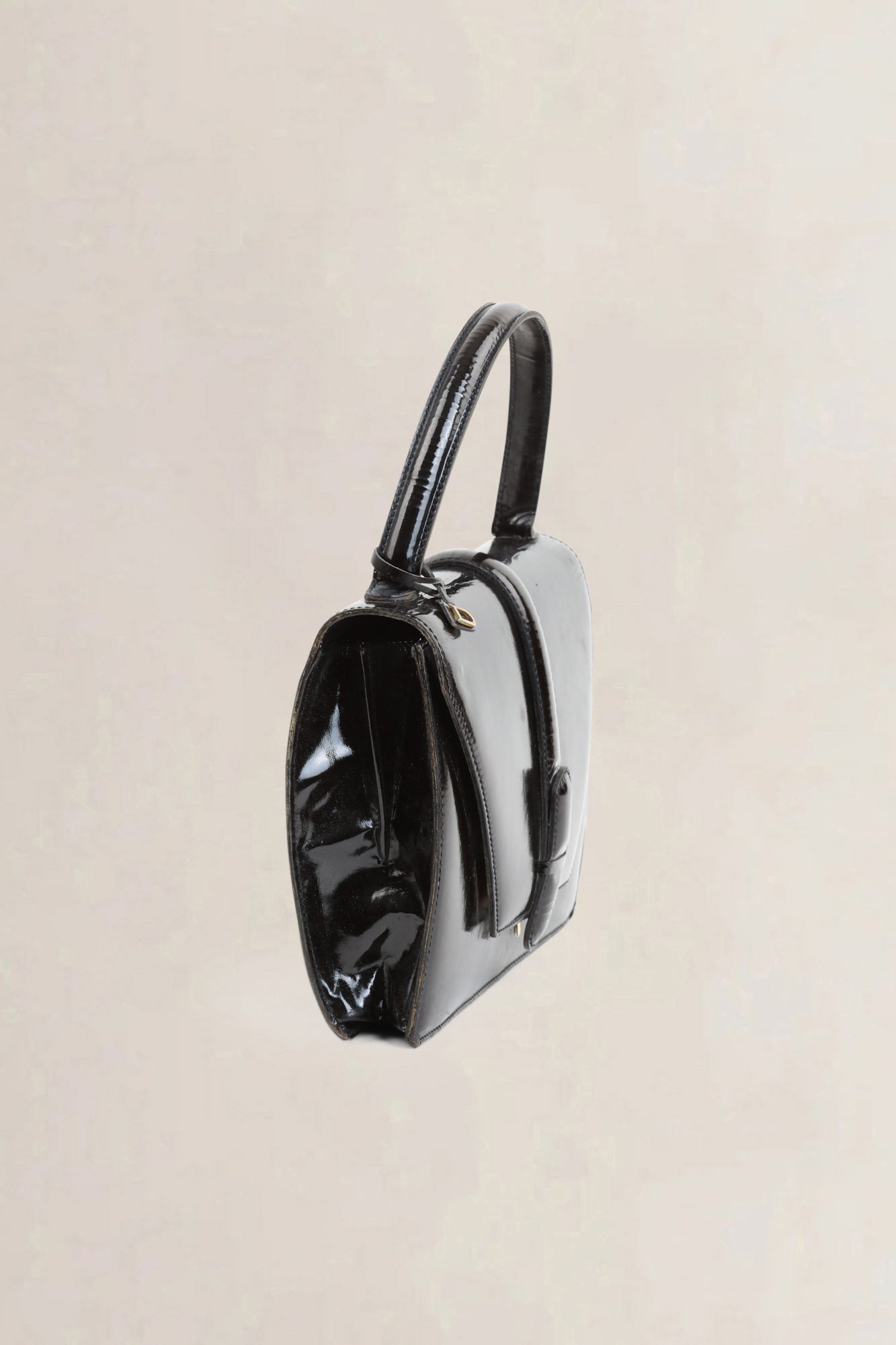 Black Equipage Patent Top Handle Bag