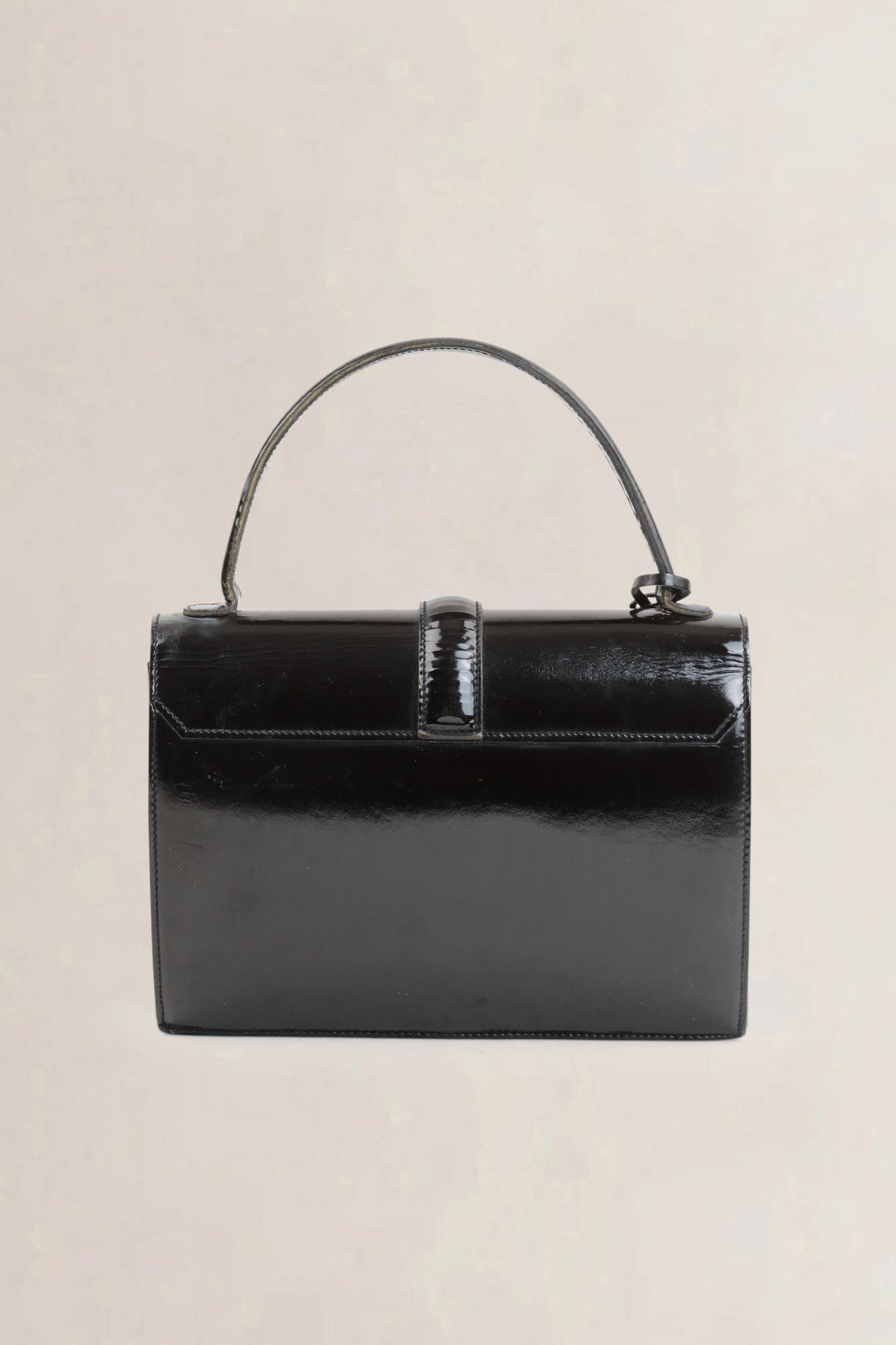 Black Equipage Patent Top Handle Bag