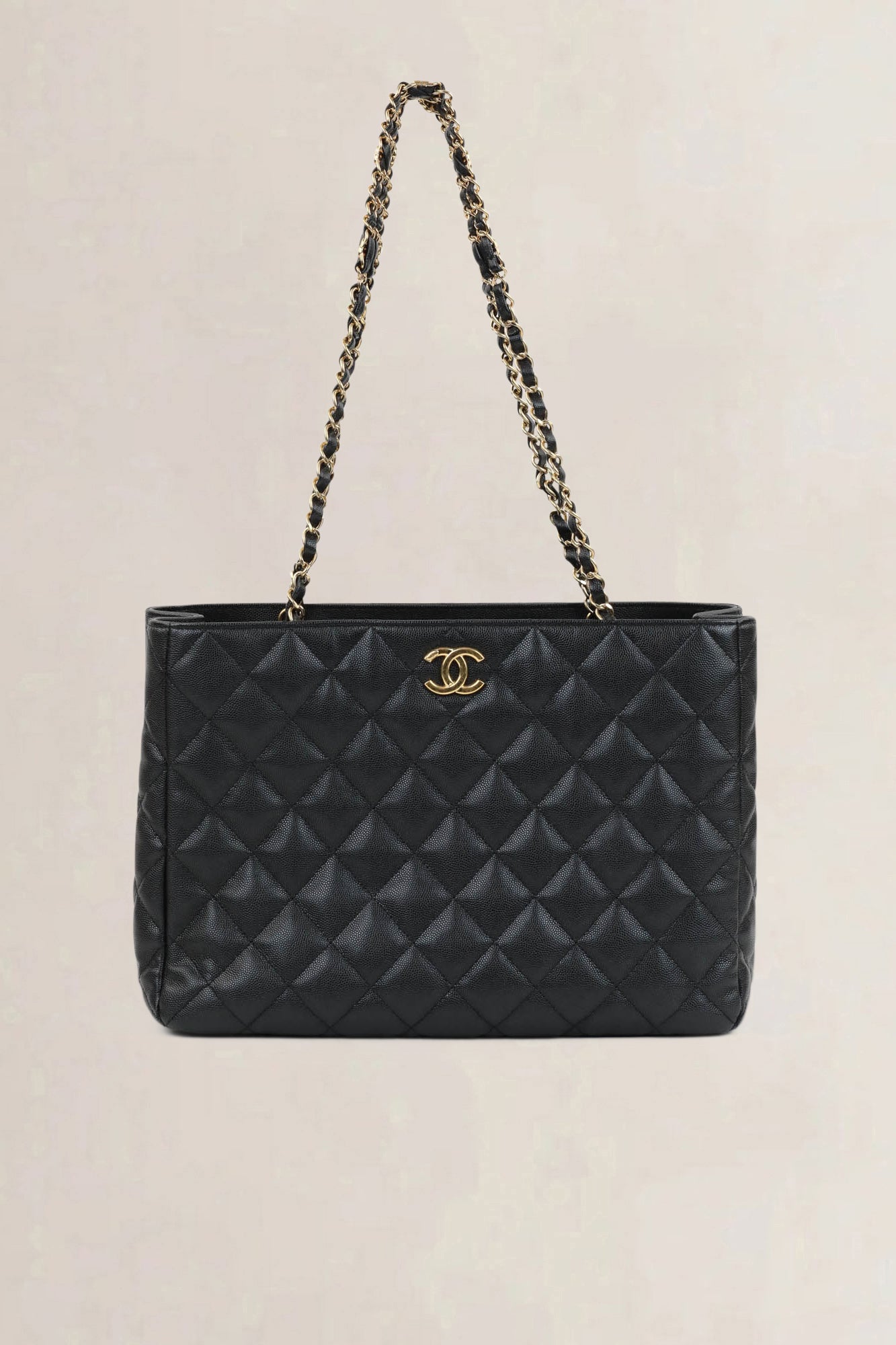 Chanel Black Caviar Quilted Shopping Bag