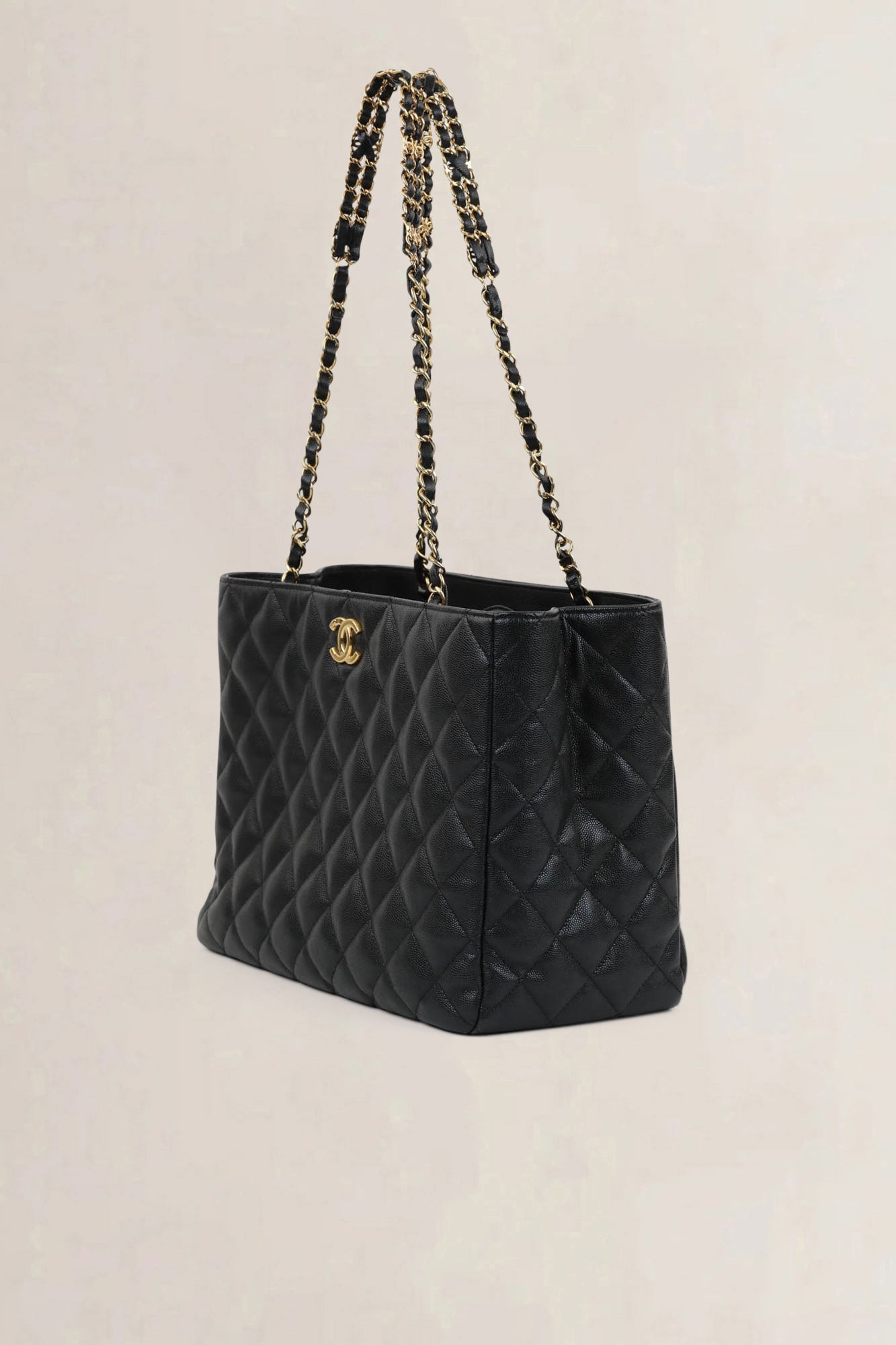 Chanel Black Caviar Quilted Shopping Bag