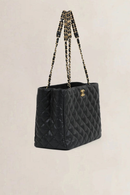 Chanel Black Caviar Quilted Shopping Bag