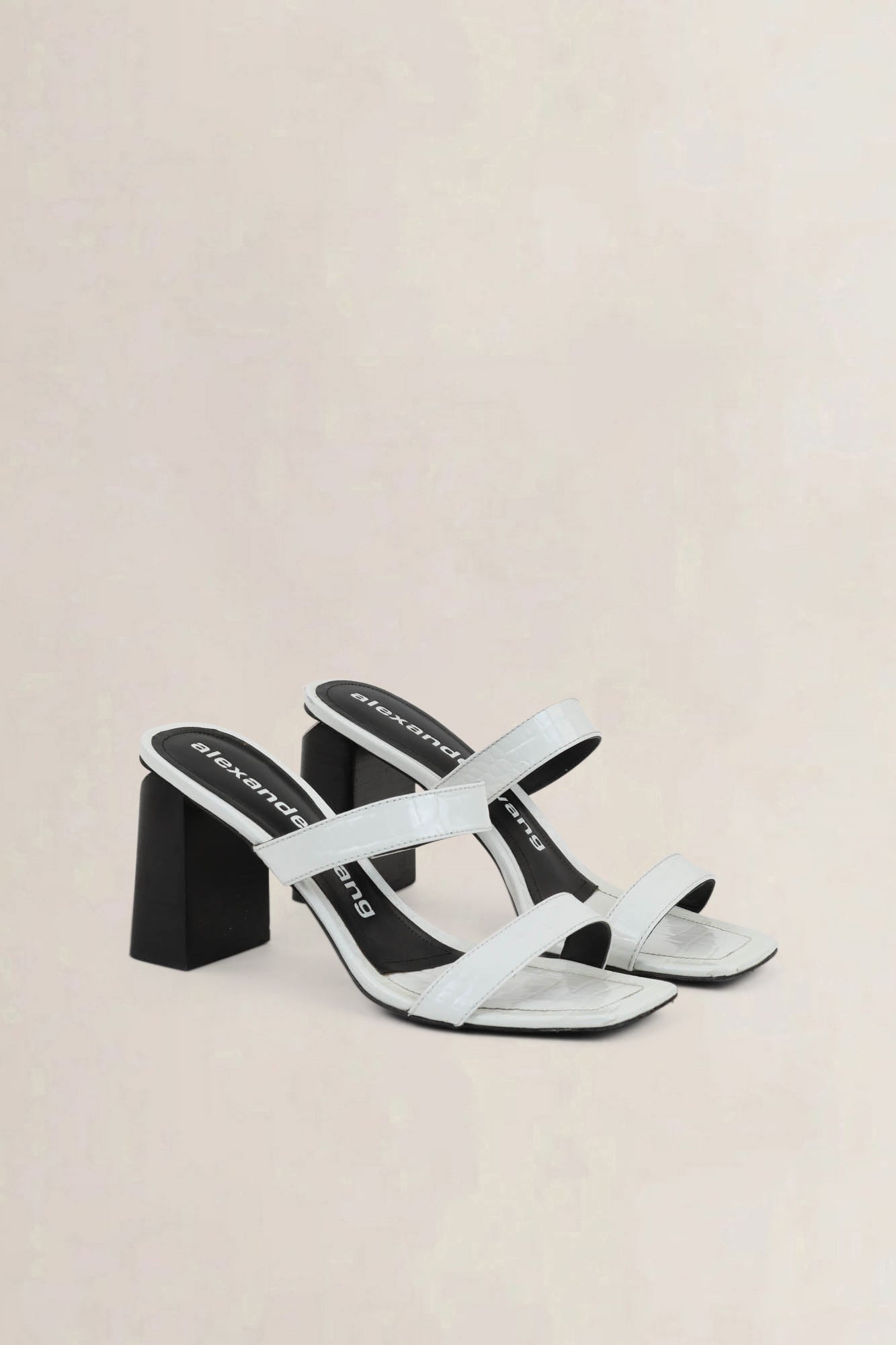 Alexander Wang White Embossed Leather Hayden Heels