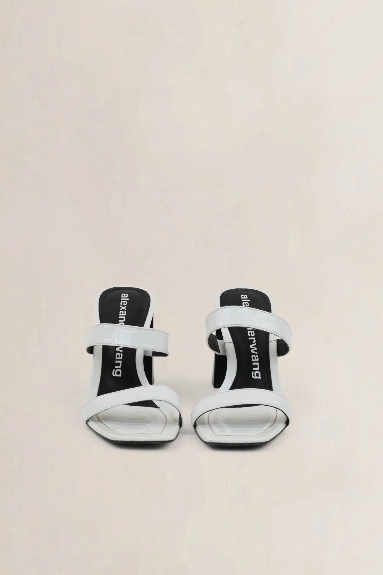 Alexander Wang White Embossed Leather Hayden Heels