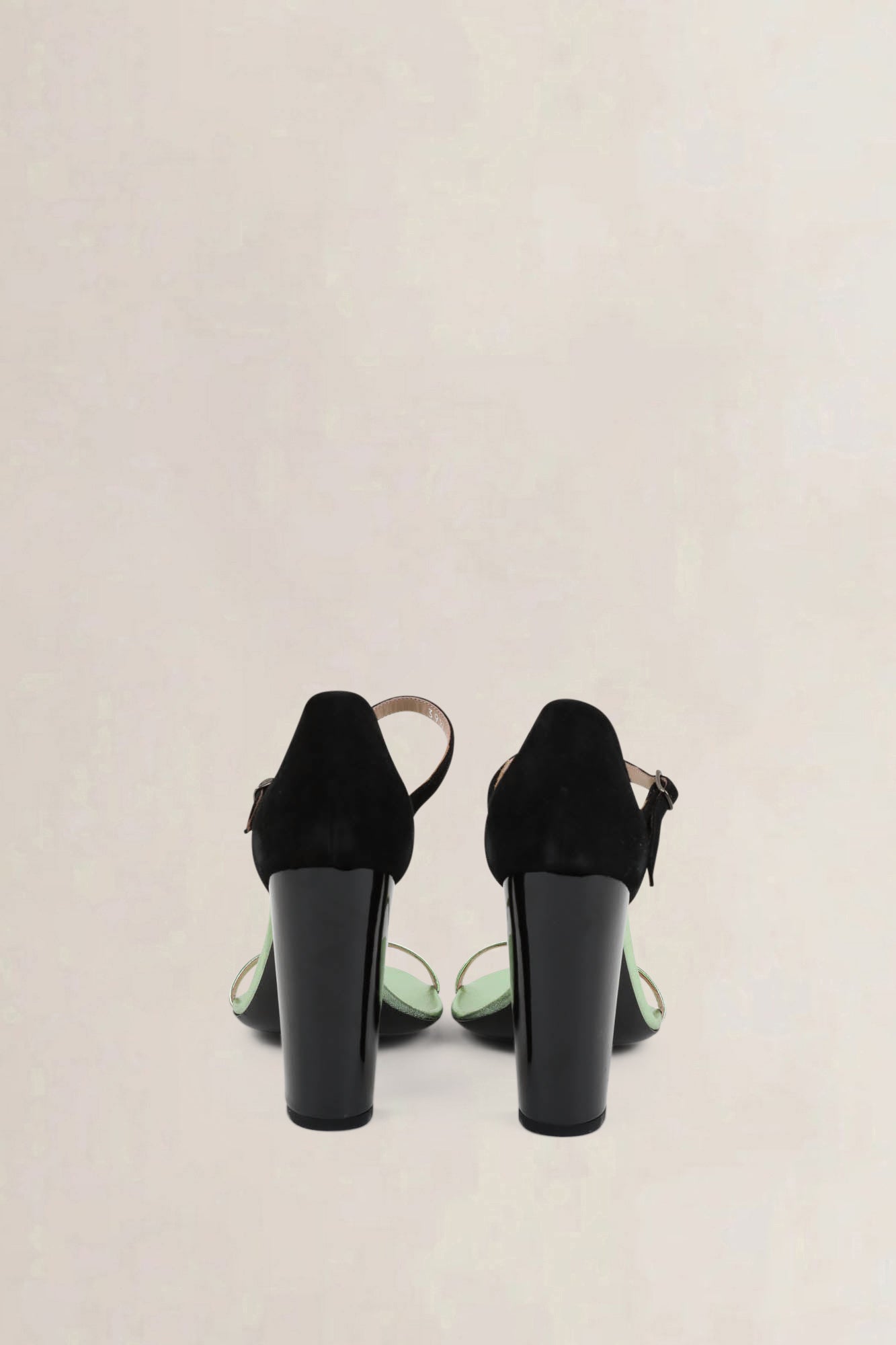 Dries Van Noten Black/Green Metallic Block Heel Sandals
