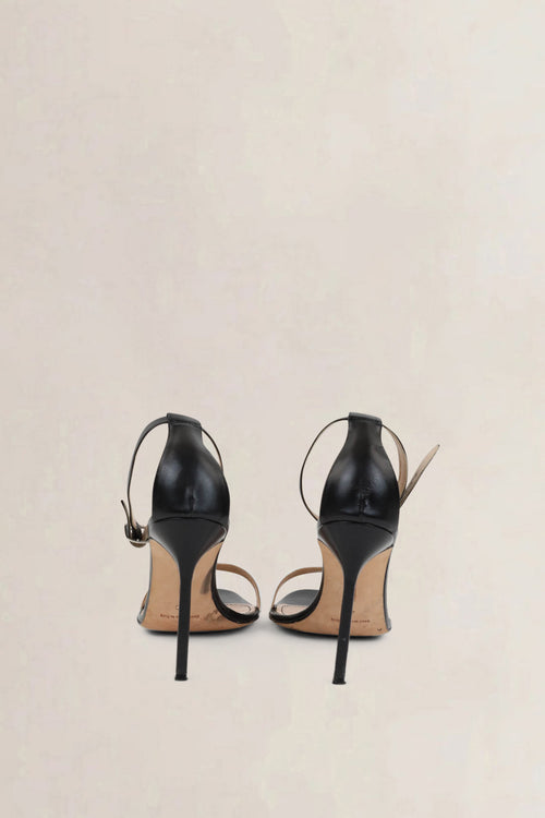 Manolo Blahnik Black/White Ankle Strap Heels