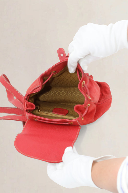 Gucci Red Bamboo Suède Backpack