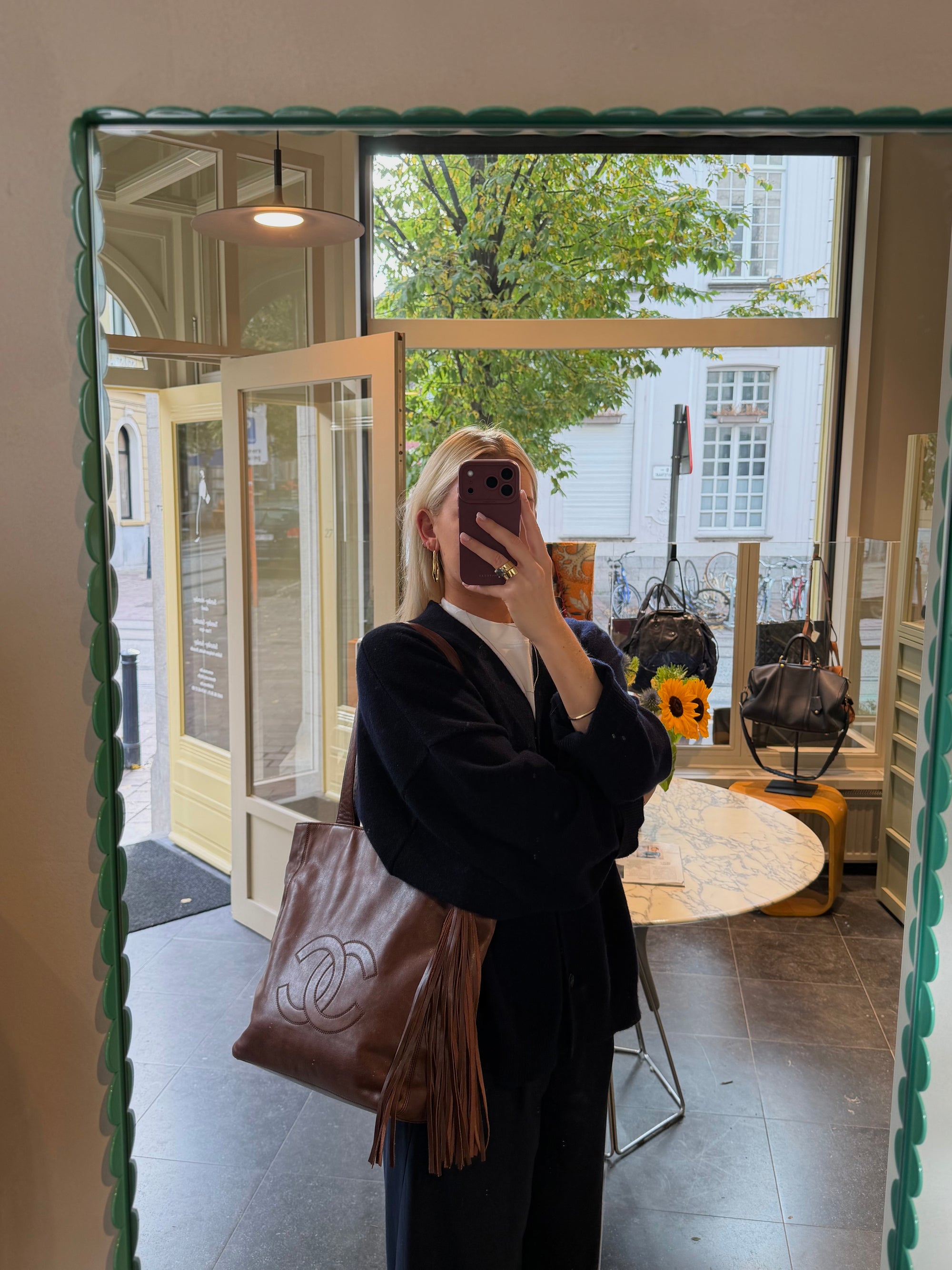 Chanel Brown Leather CC Shoulder Bag