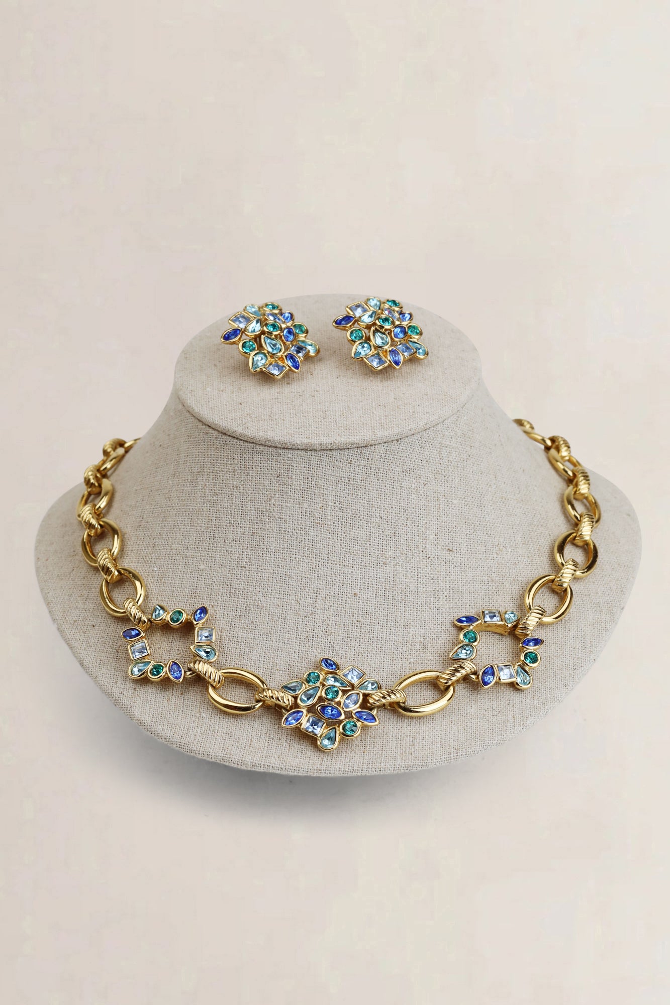 Vintage Necklace & Earrings Flower Set Gripoix