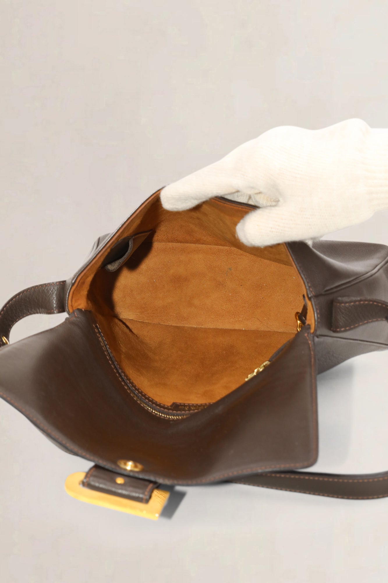 Delvaux Bruine Poirier Crossbody Tas