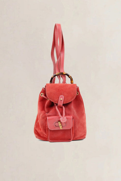 Gucci Red Bamboo Suède Backpack