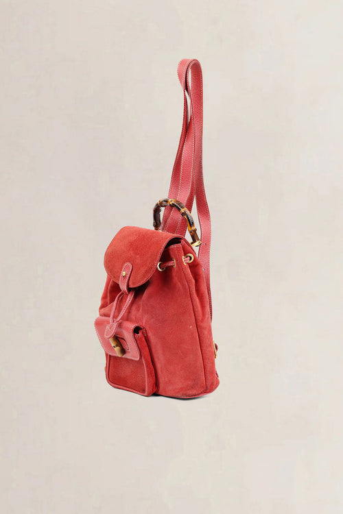 Gucci Red Bamboo Suède Backpack