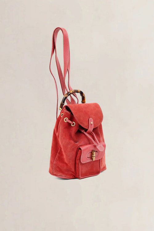 Gucci Red Bamboo Suède Backpack