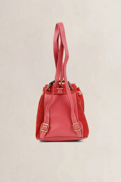 Gucci Red Bamboo Suède Backpack
