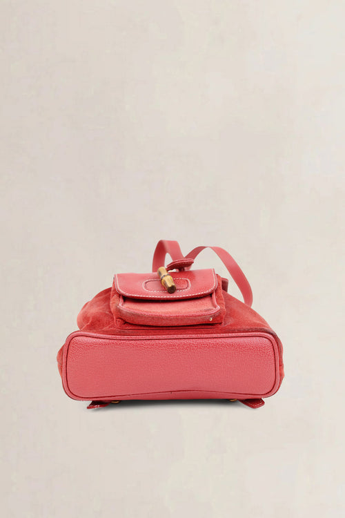 Gucci Red Bamboo Suède Backpack