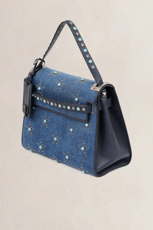 Valentino Garavani Denim My Rockstud Top Handle Bag