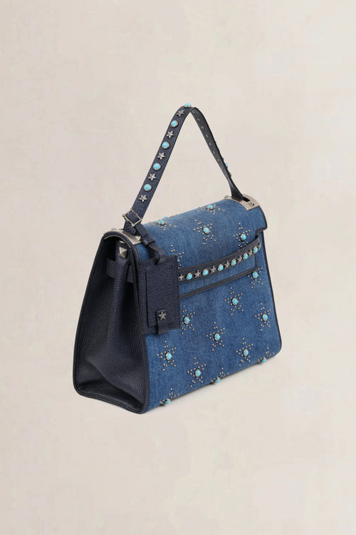 Valentino Garavani Denim My Rockstud Top Handle Bag