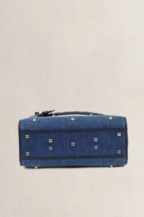 Valentino Garavani Denim My Rockstud Top Handle Bag