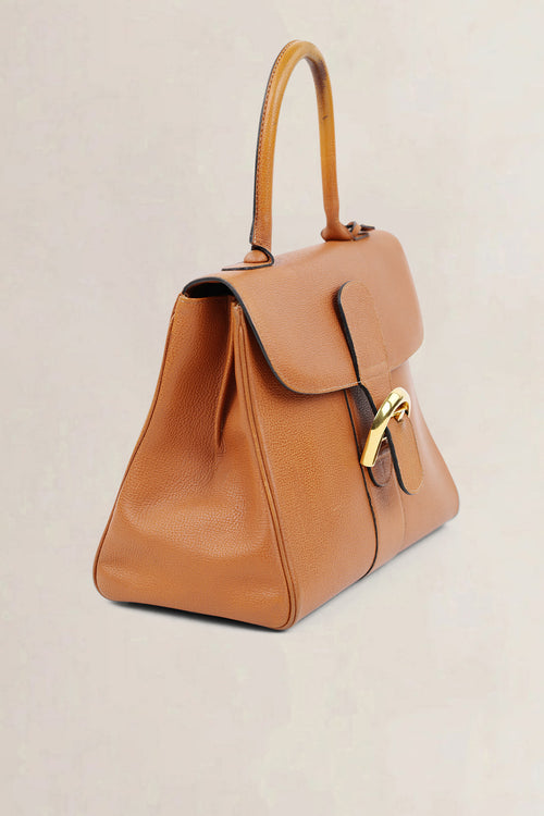 Delvaux Cognac Brillant MM Top Handle Bag