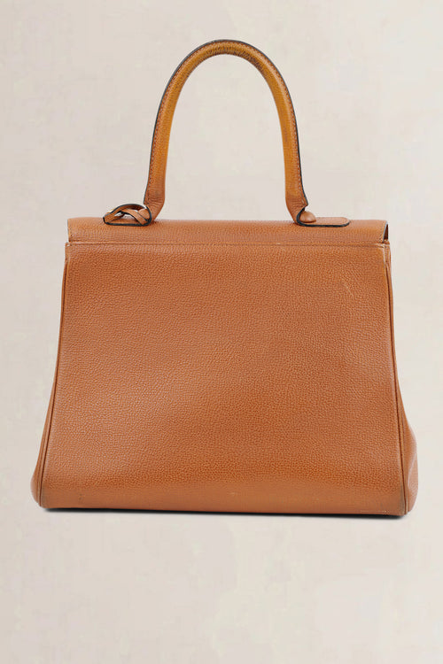 Delvaux Cognac Brillant MM Top Handle Bag