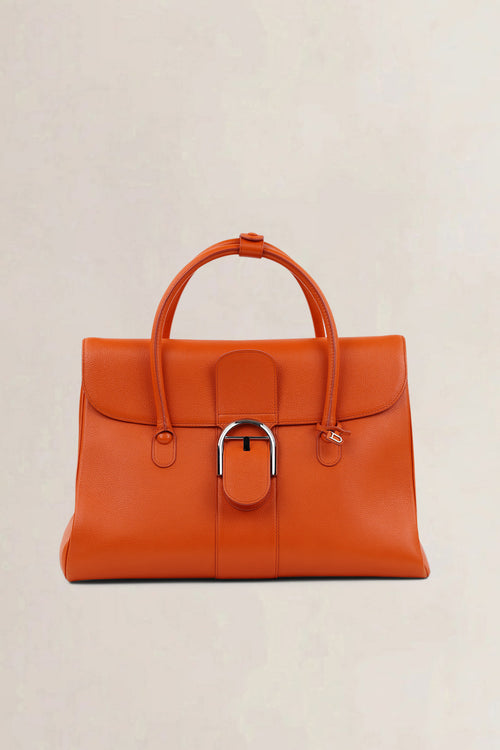 Delvaux Orange Brillant Double Poignée Shoulder Bag