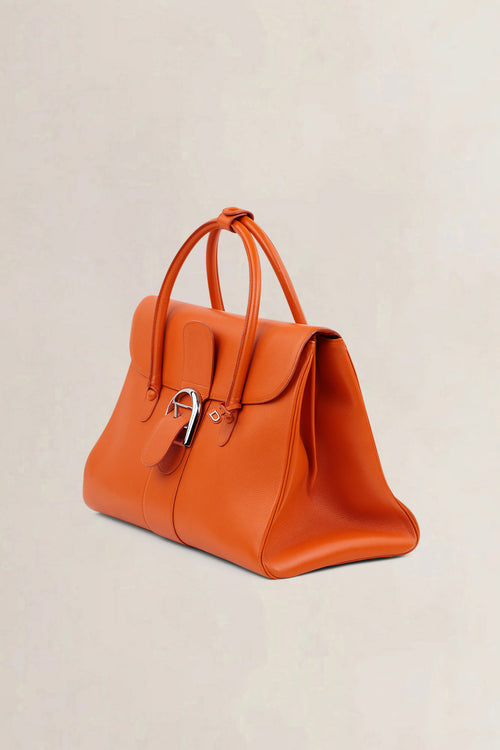 Delvaux Orange Brillant Double Poignée Shoulder Bag