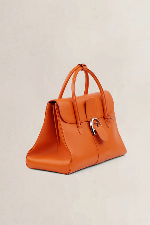 Delvaux Orange Brillant Double Poignée Shoulder Bag