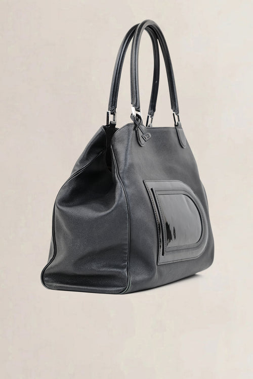 Delvaux Black Louise Satchel Allure Vernis Shoulder Bag