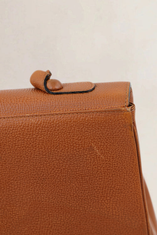 Delvaux Cognac Brillant MM Top Handle Bag