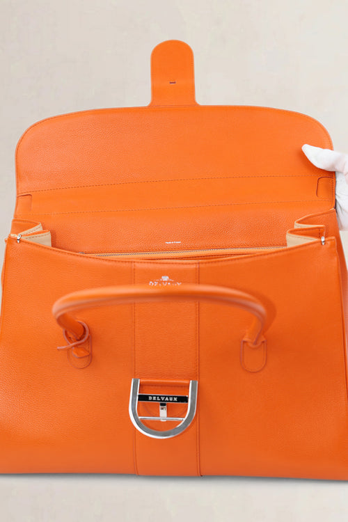 Delvaux Orange Brillant Double Poignée Shoulder Bag